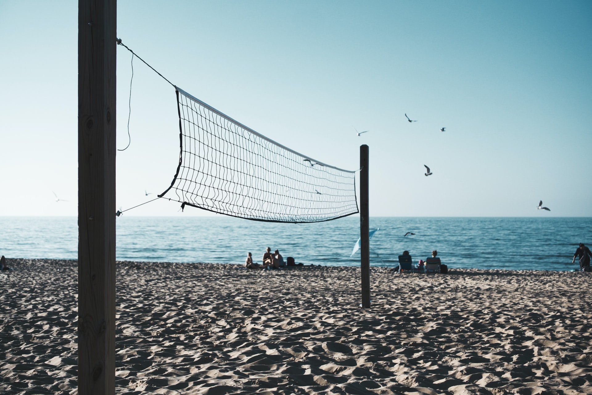 volleyball net on shore